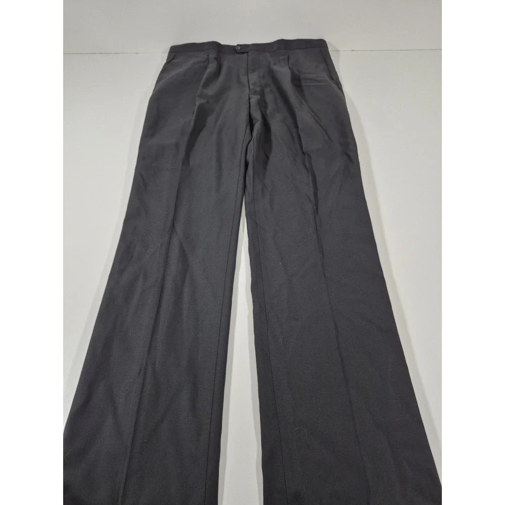 Zanieri Dress Pants Mens 40x37 Black Wool Pleated Tuxedo Stripe Unhemmed Italy